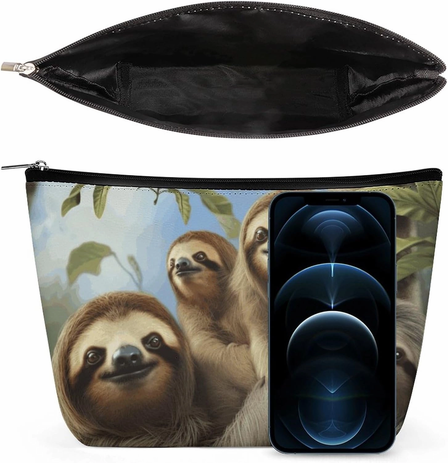 Portable Small Cosmetic Bag Cute Travel Makeup Bag Sloth Family Waterproof Toiletry Bag for Women