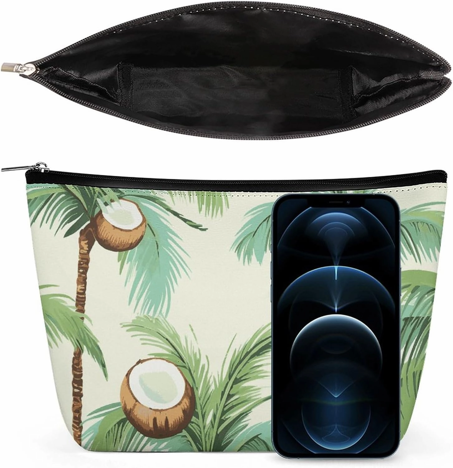 Portable Small Cosmetic Bag Cute Travel Makeup Bag Summer Coconut Tree Waterproof Toiletry Bag for Women
