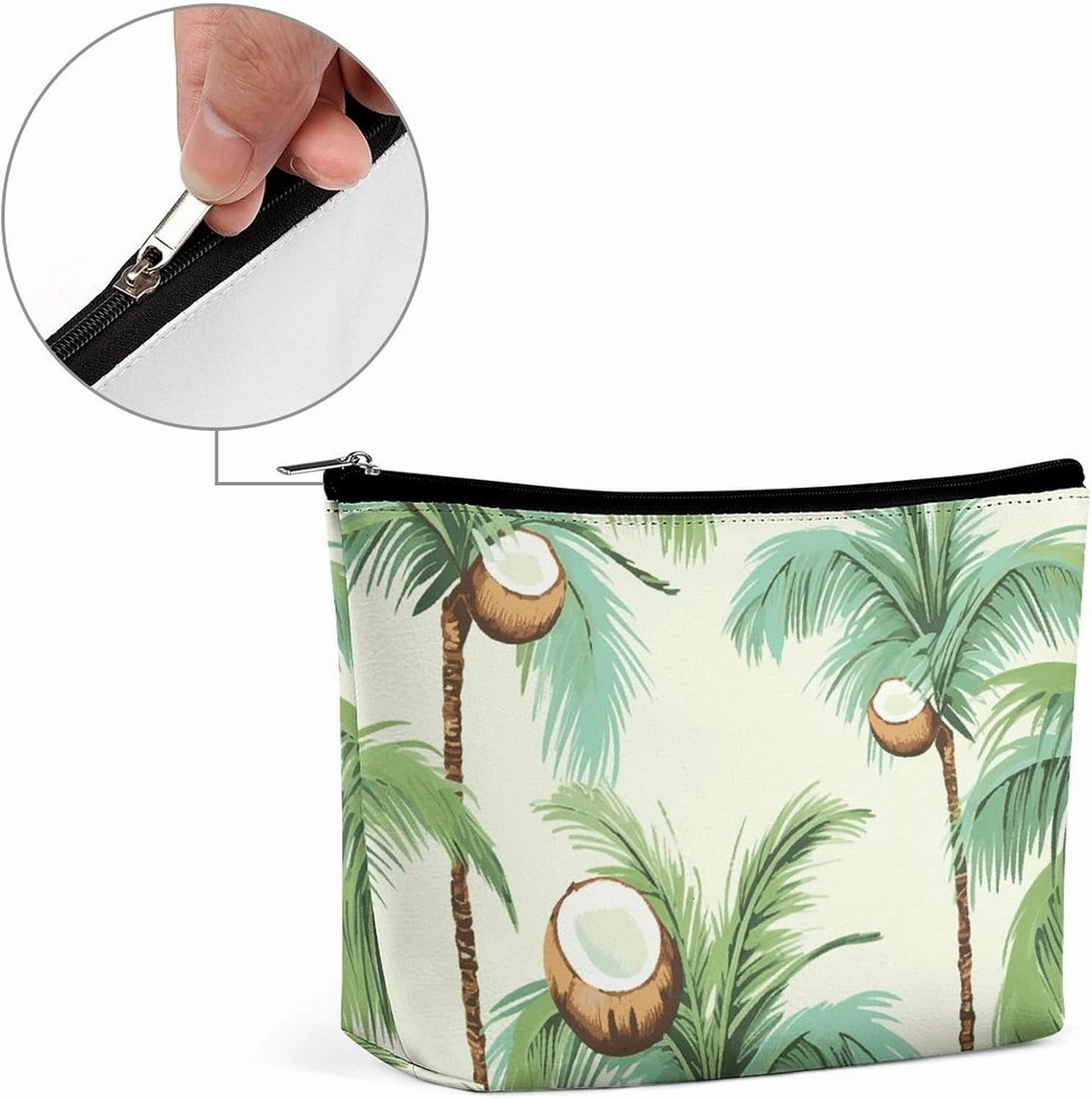 Portable Small Cosmetic Bag Cute Travel Makeup Bag Summer Coconut Tree Waterproof Toiletry Bag for Women