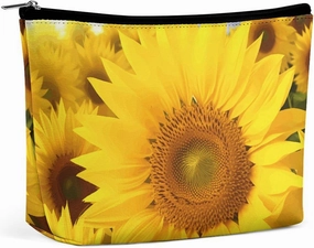 Portable Small Cosmetic Bag Cute Travel Makeup Bag Sunflowers Waterproof Toiletry Bag for Women