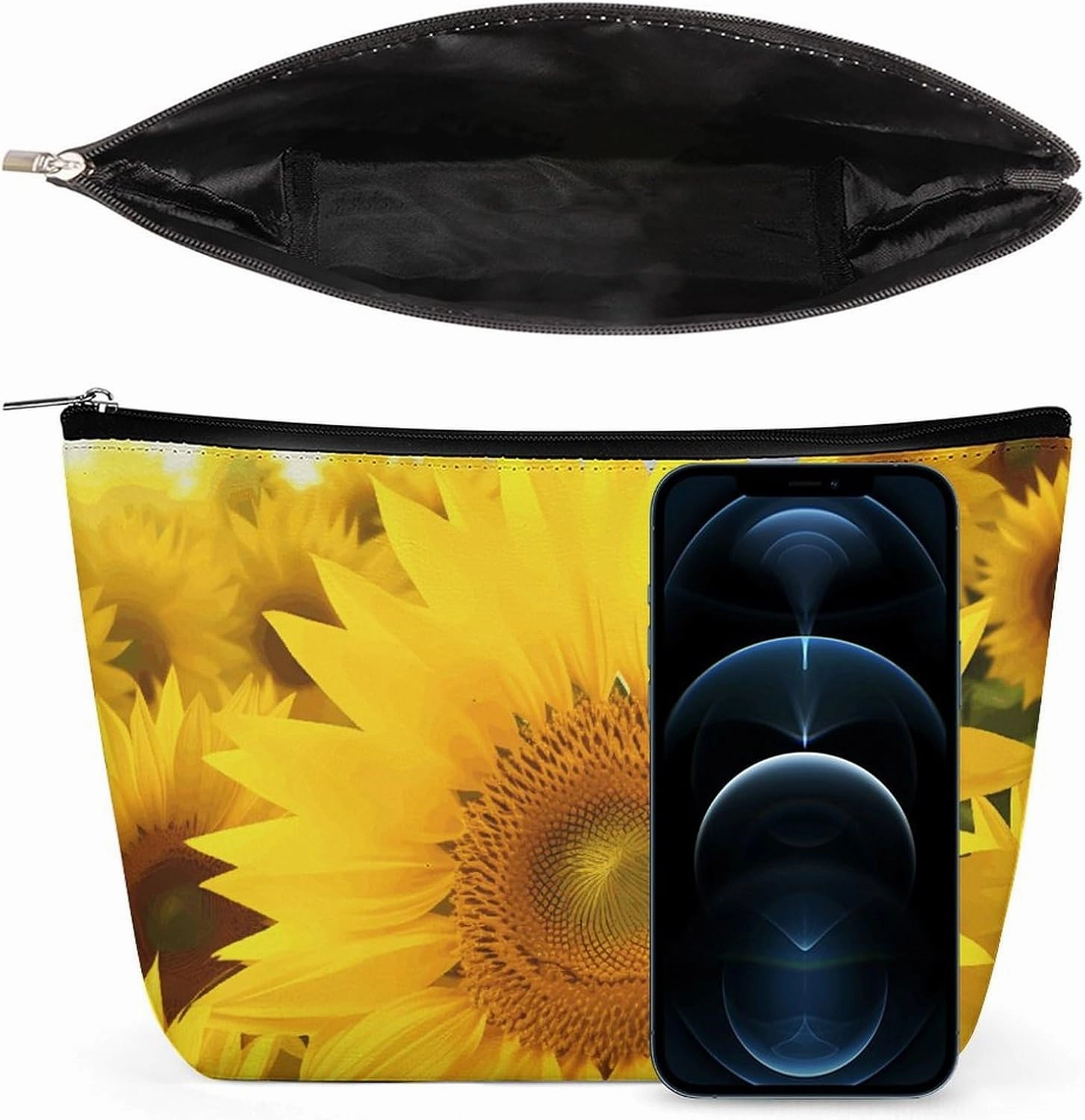 Portable Small Cosmetic Bag Cute Travel Makeup Bag Sunflowers Waterproof Toiletry Bag for Women