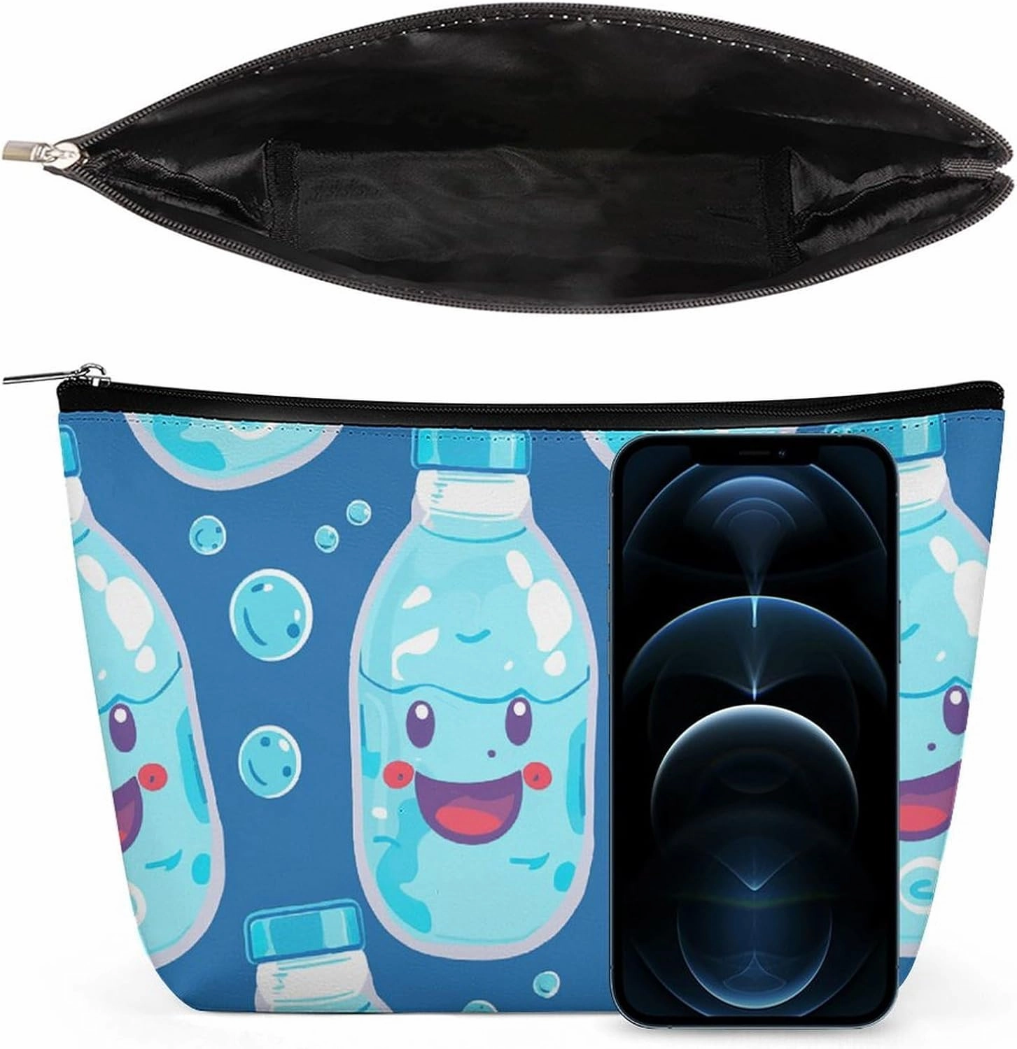 Portable Small Cosmetic Bag Cute Travel Makeup Bag Water Bottle Pattern Waterproof Toiletry Bag for Women