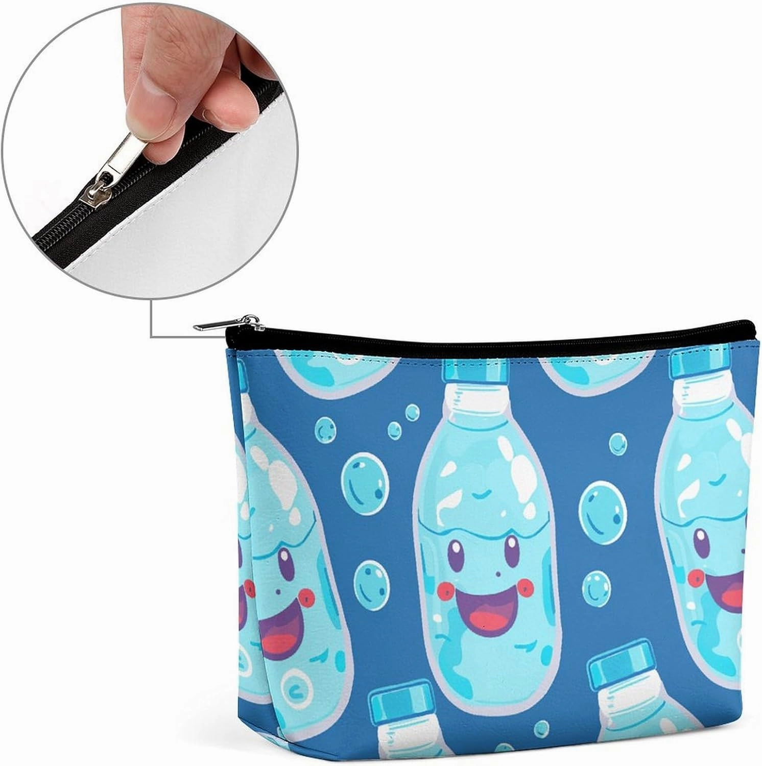 Portable Small Cosmetic Bag Cute Travel Makeup Bag Water Bottle Pattern Waterproof Toiletry Bag for Women