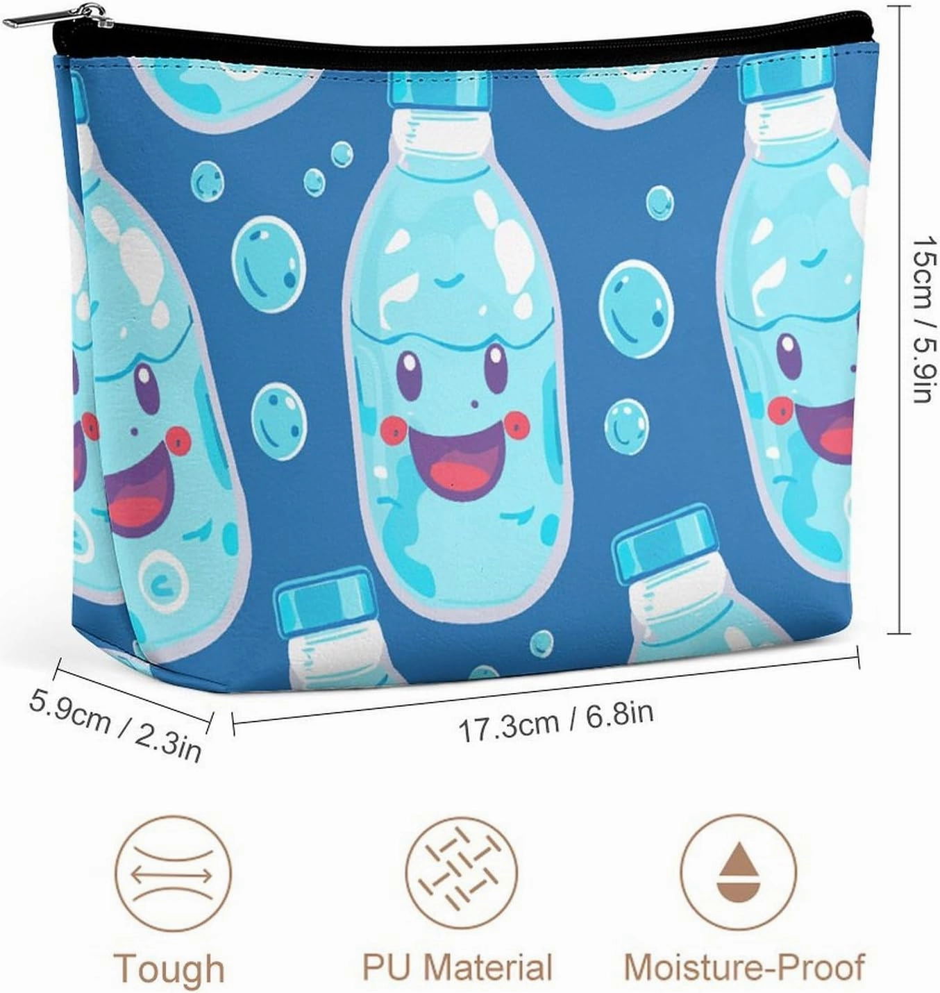 Portable Small Cosmetic Bag Cute Travel Makeup Bag Water Bottle Pattern Waterproof Toiletry Bag for Women
