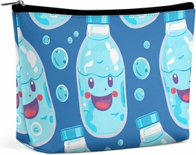 Portable Small Cosmetic Bag Cute Travel Makeup Bag Water Bottle Pattern Waterproof Toiletry Bag for Women
