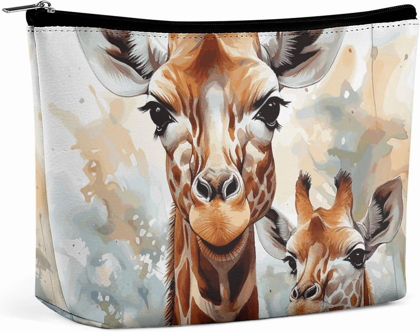 Portable Small Cosmetic Bag Cute Travel Makeup Bag Watercolor Deer Giraffe Waterproof Toiletry Bag for Women