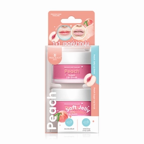 PRECIOUS SKIN THAILAND Set 2 Items Jelly Lip Balm 10g   Sugar Lip Scrub 15g #Peach