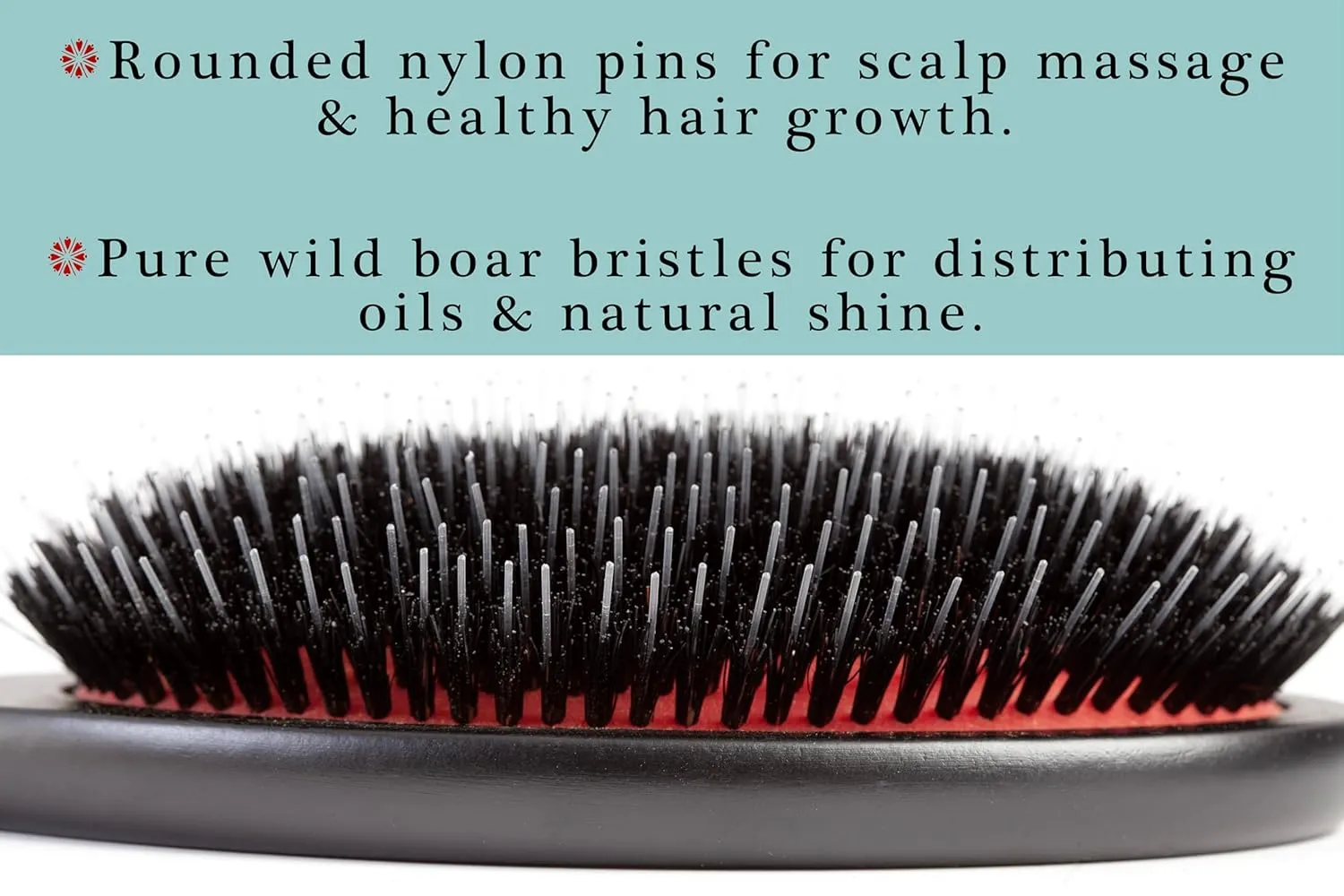 Premium German Hair Brush – Wild Boar Bristle & Rounded Nylon Pin Hairbrush, Large Combination Brush for Women, Best for Smoothing Medium to Thick Hair, Handmade in Germany - Large Size