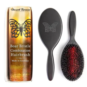 Premium German Hair Brush – Wild Boar Bristle & Rounded Nylon Pin Hairbrush, Large Combination Brush for Women, Best for Smoothing Medium to Thick Hair, Handmade in Germany - Large Size
