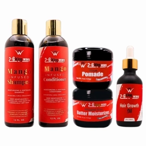 Premium Hair Care Set - Includes Mango-Infused Hydrating Shampoo and Conditioner, Hair Growth Oil, Pomade, & Whipped Shea Butter for Hair - Deep Cleansing Junkie Pack