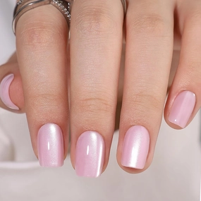 Press On Nails Short Square - Soft Gel Press on Nails Light Pink Fake Nail Solid Colour False Nails Fit Perfectly Reusable Glossy Glue On Nails in 16 Sizes, Stick on Nails for Women Girls 32Pcs