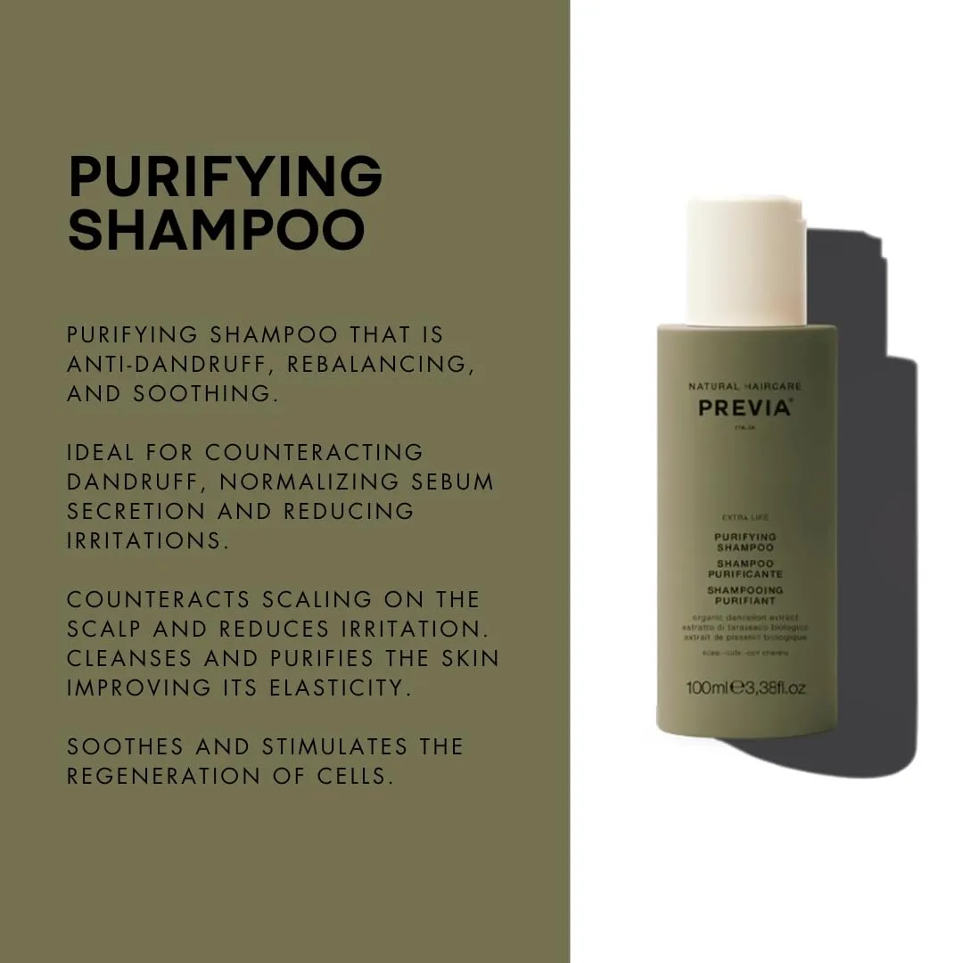 PREVIA Purifying Shampoo for Scalp Health | Purifying & Detoxifying | Nourishing Formula | Vegan & Sulfate-Free | 3.38 oz