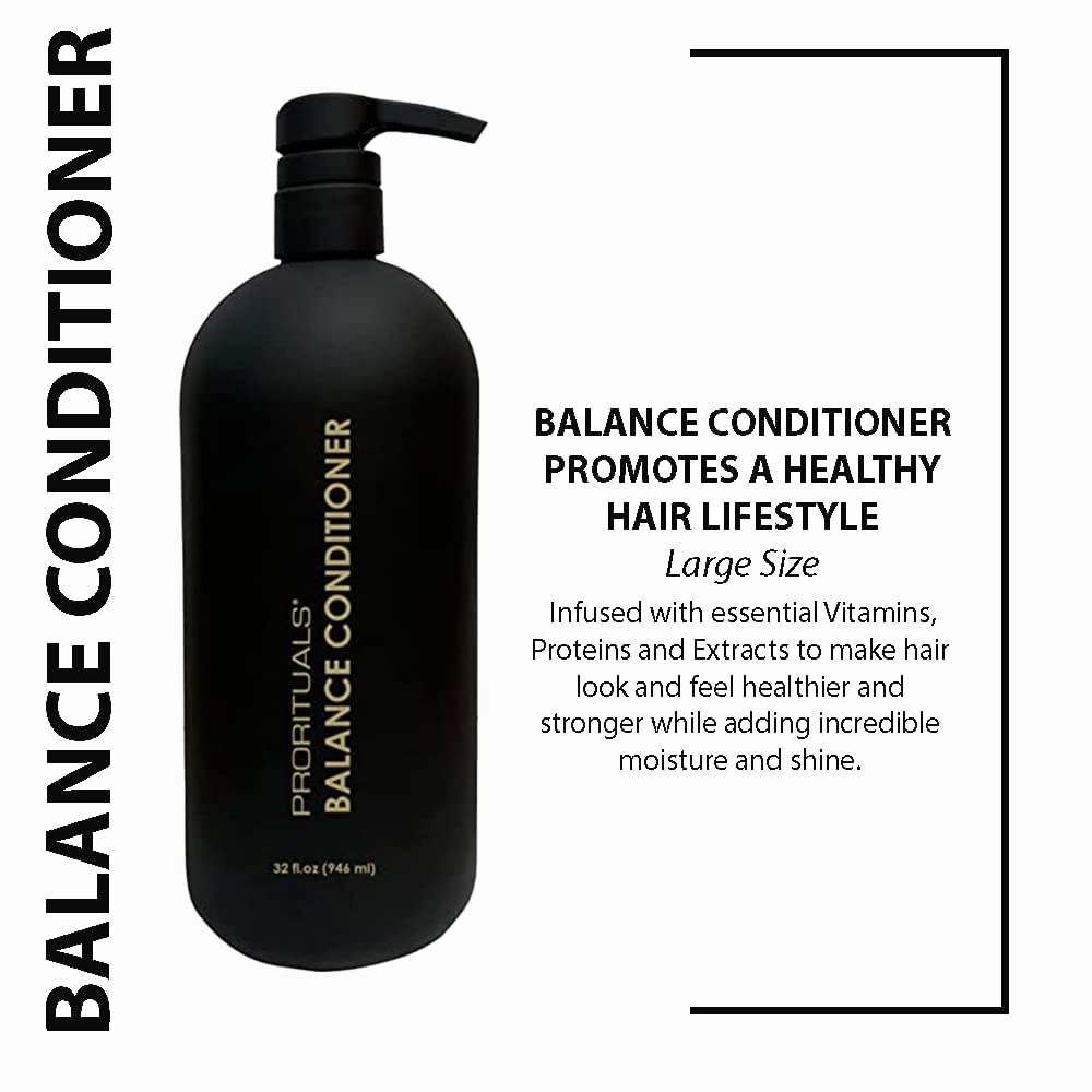 Prorituals Balance Grow & Restore Shampoo and Conditioner Set Large Size Anti Frizz for Dry and Curly Hair, Natural Shampoo and Conditioner Perfect for Men and Women, 32 Fl Oz each