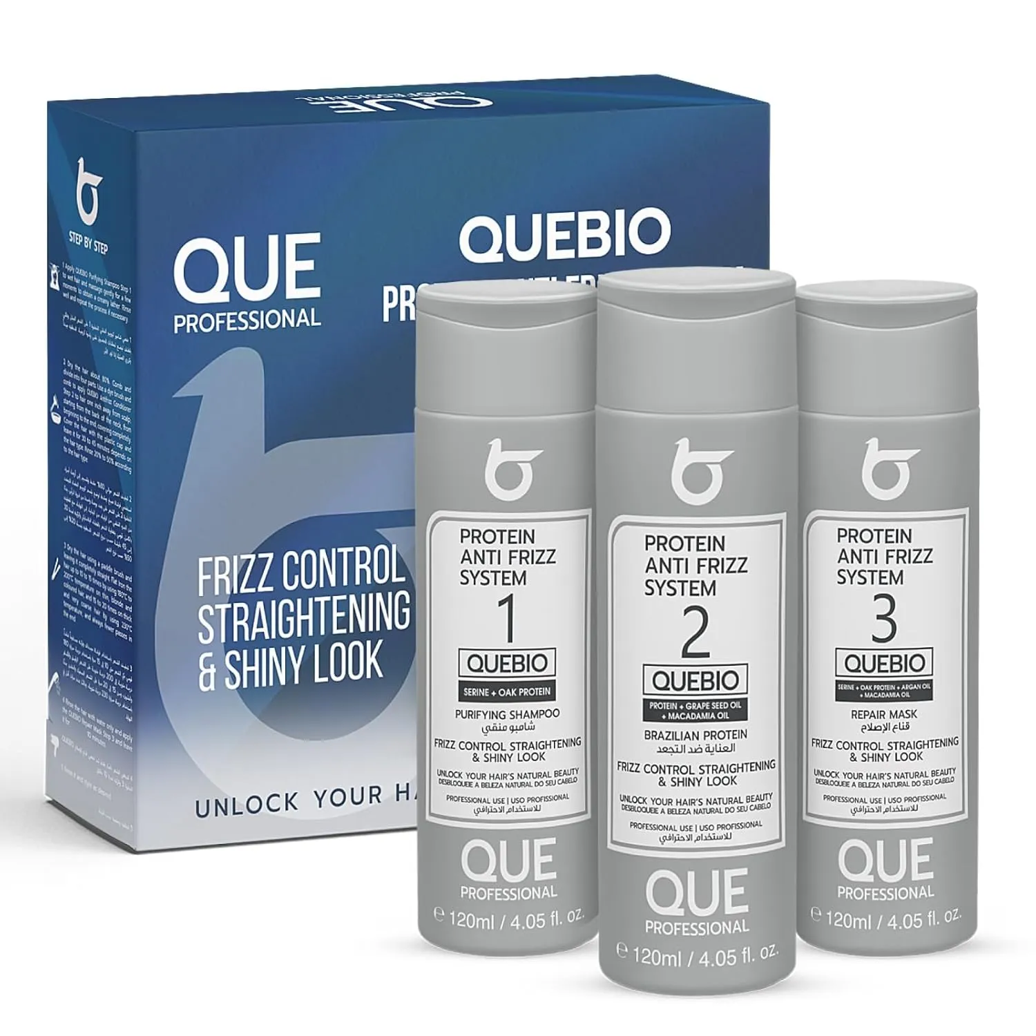 Protein Anti-Frizz System Purifying Shampoo & Repair Mask Set for Frizzy & Damaged Hair – Nano Technology, Formaldehyde-Free, Hydrating & Frizz Control with Organic Natural Oils