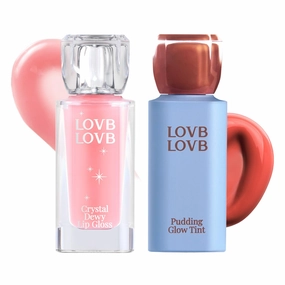 Pudding Glow Korean Lip Tint (04 SUNSET BEIGE)   Crystal Dewy Lip Gloss (01 PINK DOLPHIN) | K-Beauty Lip Duo | Long-Lasting & Glossy | Everyday Lip Combo | Lip Glow Set