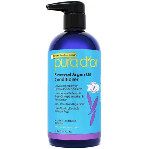 PURA D'OR 16 Oz Renewal Argan Oil Conditioner – Sulfate-Free, Hydrating, Frizz Control, Color-Safe, with Organic Aloe Vera & Argan Oil, Nourishing & Strengthening for Dry, Damaged Hair