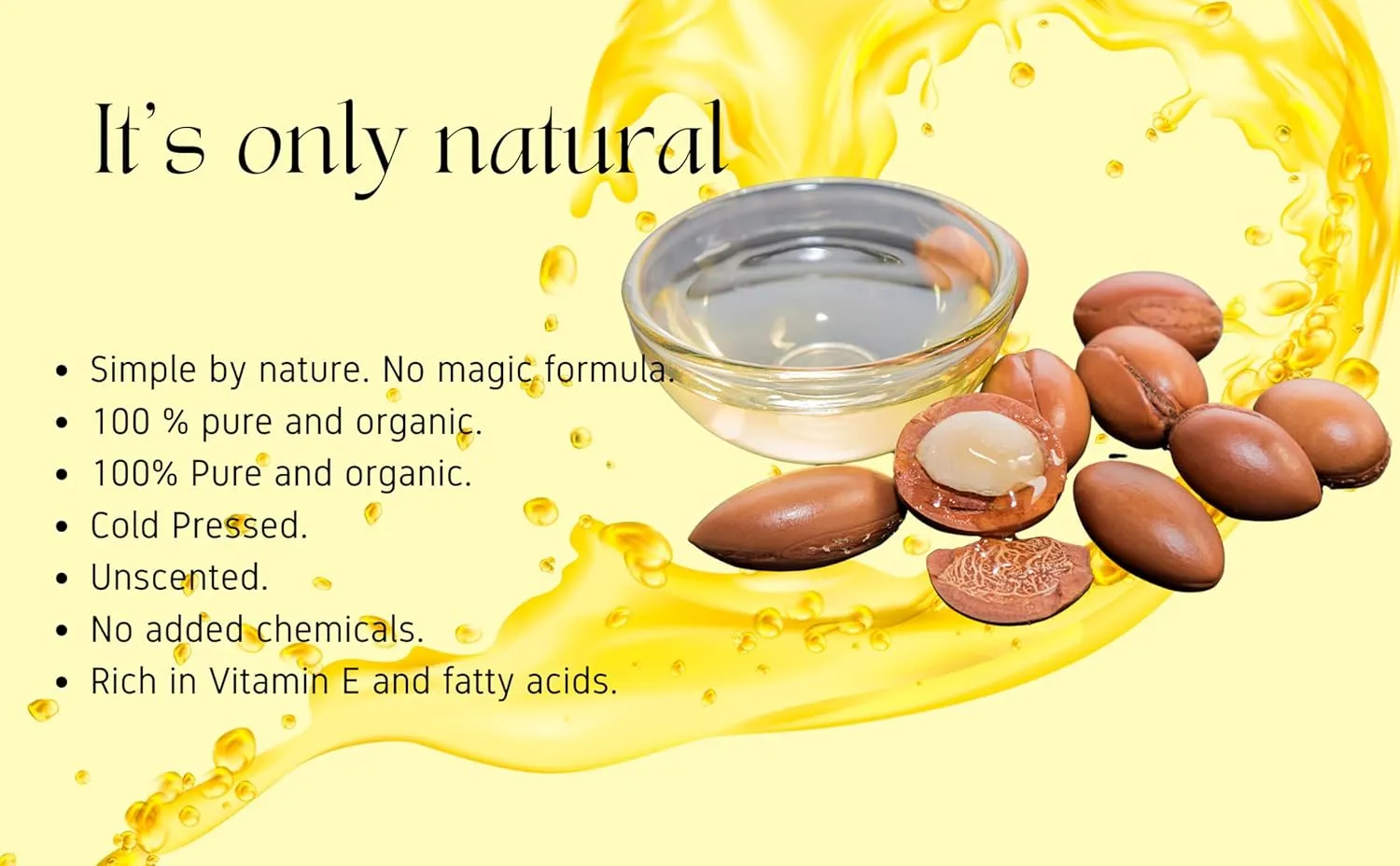 Pure Organic Argan Oil for Face, Skin, Hair, Scalp & Nails | Certified USDA Organic Cold Pressed Argan Oil | Non-Sticky, Lightweight | 100% Natural Moroccan Hair Oil | 50 ml (1.7 Oz)