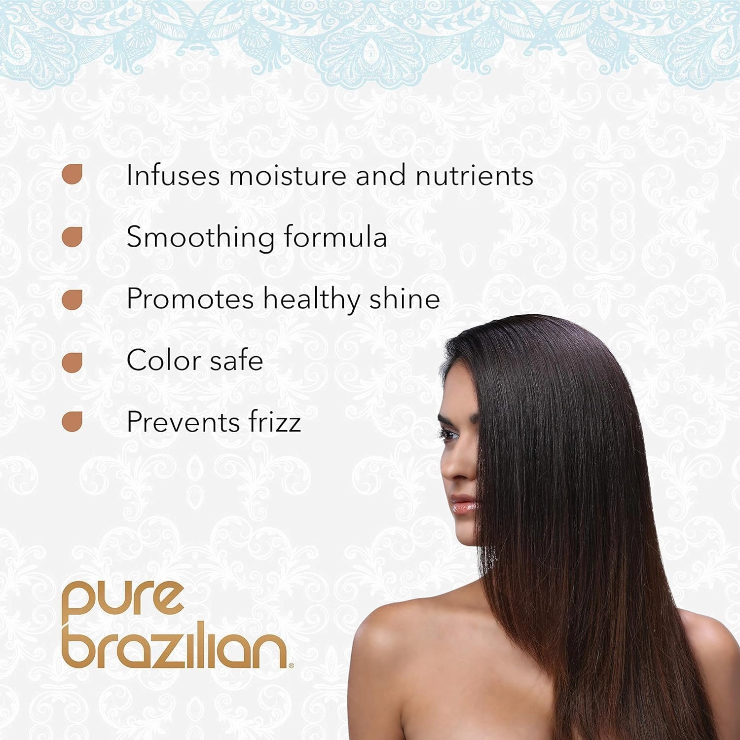 Pure Brazilian Anti-Frizz Daily Conditioner with Keratin & Acai, Smoothing & Strengthening for Shinier, Frizz-Free Hair, 13.5 Oz (Pack of 2