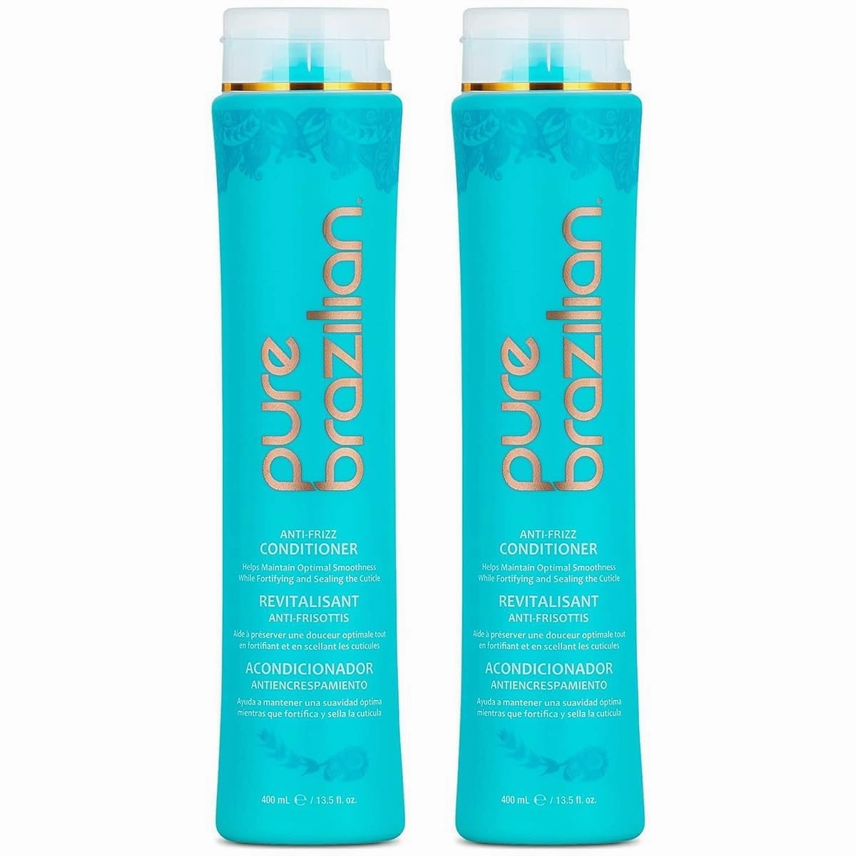Pure Brazilian Anti-Frizz Daily Conditioner with Keratin & Acai, Smoothing & Strengthening for Shinier, Frizz-Free Hair, 13.5 Oz (Pack of 2