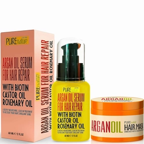 PURE NATURE Lux Spa Hair Mask and Serum with Moroccan Argan, Biotin, Castor, Rosemary Oil