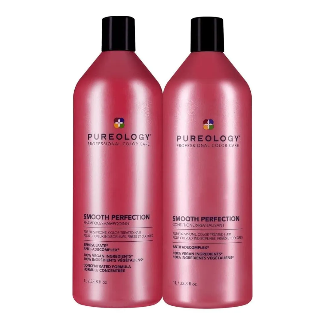 Pureology Smooth Perfection Shampoo & Conditioner Set - For Frizz-Prone Color Treated Hair, Sulfate-Free