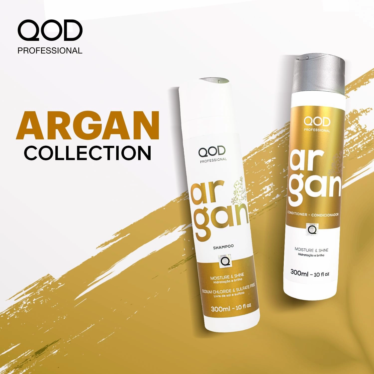 QOD Professional Argan Shampoo & Conditioner – 300ml 300ml(combo), Off White