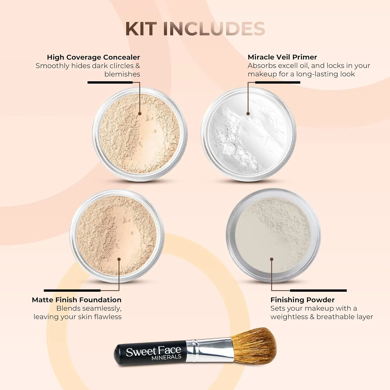 QUICK FIX KIT Mineral Makeup Starter Set Sample Size Matte Bare Face Powder (Fair 2)