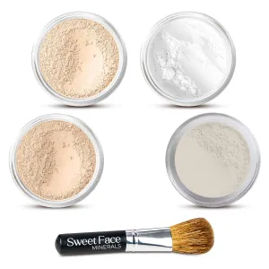 QUICK FIX KIT Mineral Makeup Starter Set Sample Size Matte Bare Face Powder (Fair 2)