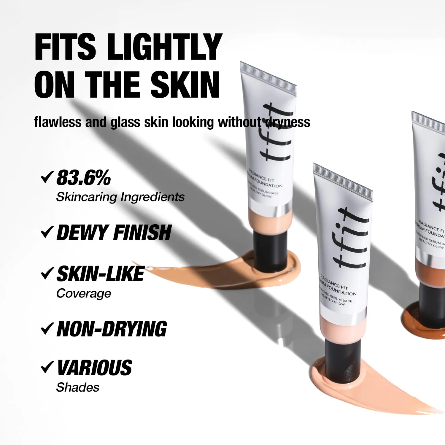 Radiance Fit Serum Foundation - Flawless Coverage, Dewy finish, Long-lasting, Lightweight, Korean Makeup,1.05 Oz. (N02 Nude, 1.05 Oz.)