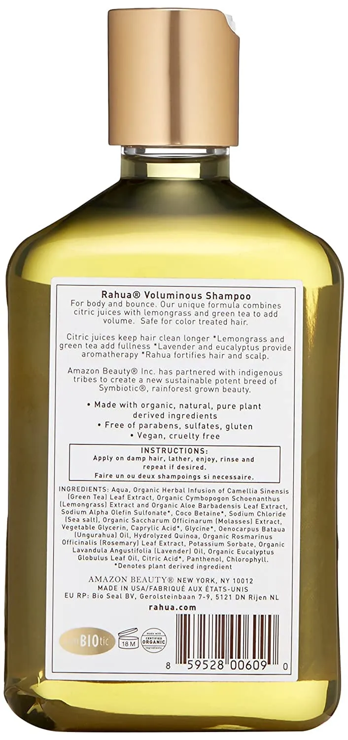 Rahua Voluminous Shampoo, 9.3 Fl Oz, Organic Volumizing Sulfate Free Shampoo, Natural, Plant Based Derived Ingredients, Lavender & Eucalyptus Scent, Hair Care for Fine Hair with Lemongrass & Green Tea
