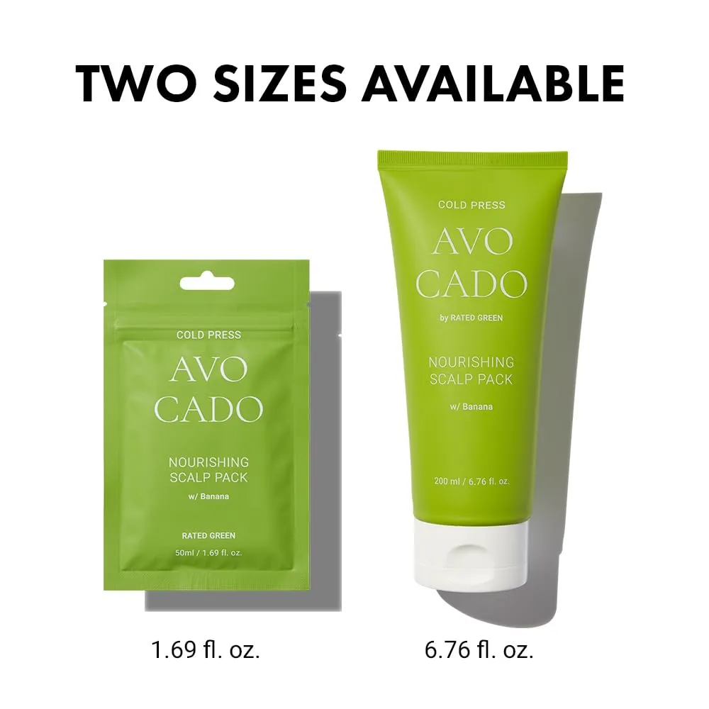 RATED GREEN Cold Brew Avocado Nourishing Scalp Pack with Banana - Korean Hair Conditioning Mask - Deep Hydrating Treatment for Dry Damaged Hair (6.76 Fl. Oz)
