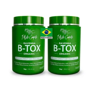 Ravenna B-tox Organic Hair Mask - Hair Conditioner with Brazilian Keratin, Argan Oil, and Panthenol - Nourishing, Hydrating, Smoothing Treatment - 1L, 2 Pack