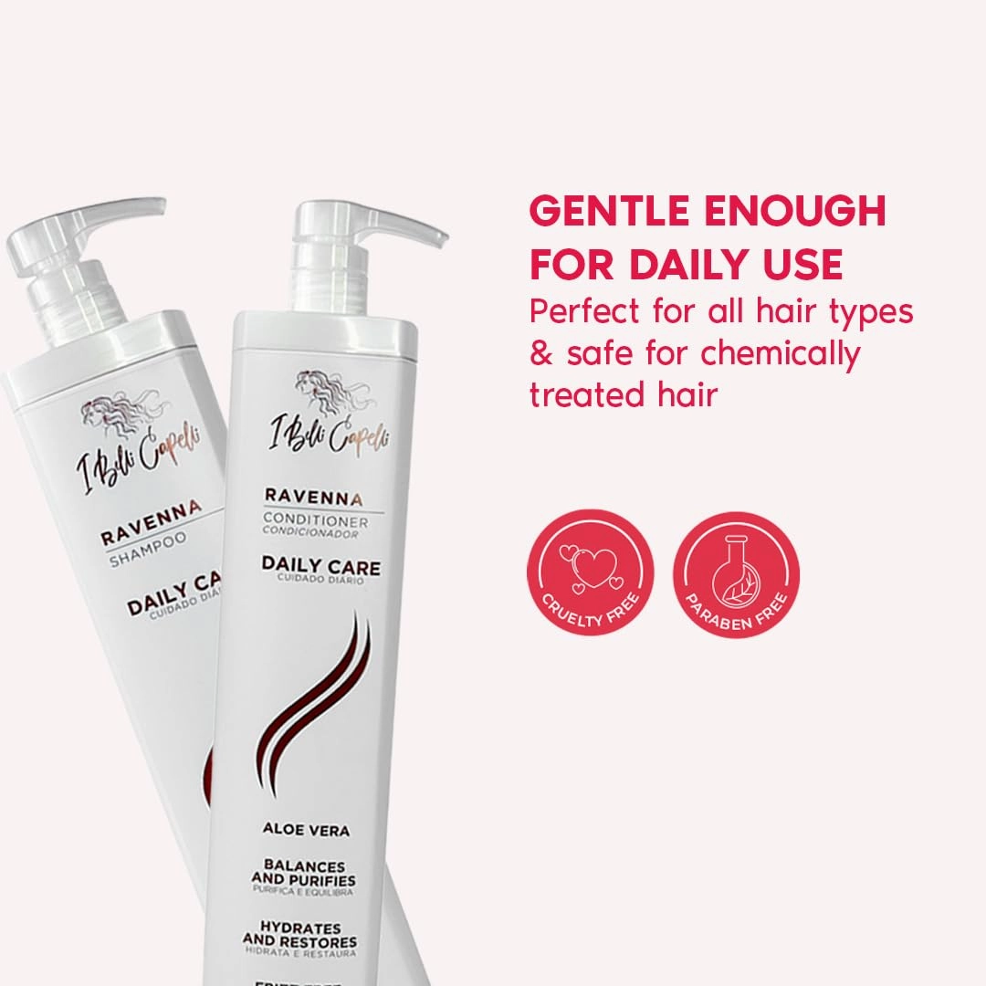 Ravenna Aloe Vera Shampoo & Conditioner Set – Sulfate & Paraben-Free, Deep Moisture, Breakage Reduction for Dry, Damaged & All Hair Types, 2×1L (33.8 fl oz each)