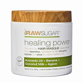 Raw-Sugar Healing Power Reparative Hair Mask, Avocado-Oil, 12 oz (1 pack), Green