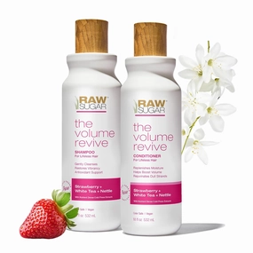 Raw Sugar Shampoo and Conditioner Set, The Volume Revive Hair Care Duo, 18 Fl Oz (2 Products) Boosts Volume and Strengthens, Strawberry   White Tea   Nettle, A Volumizing Haircare Bundle