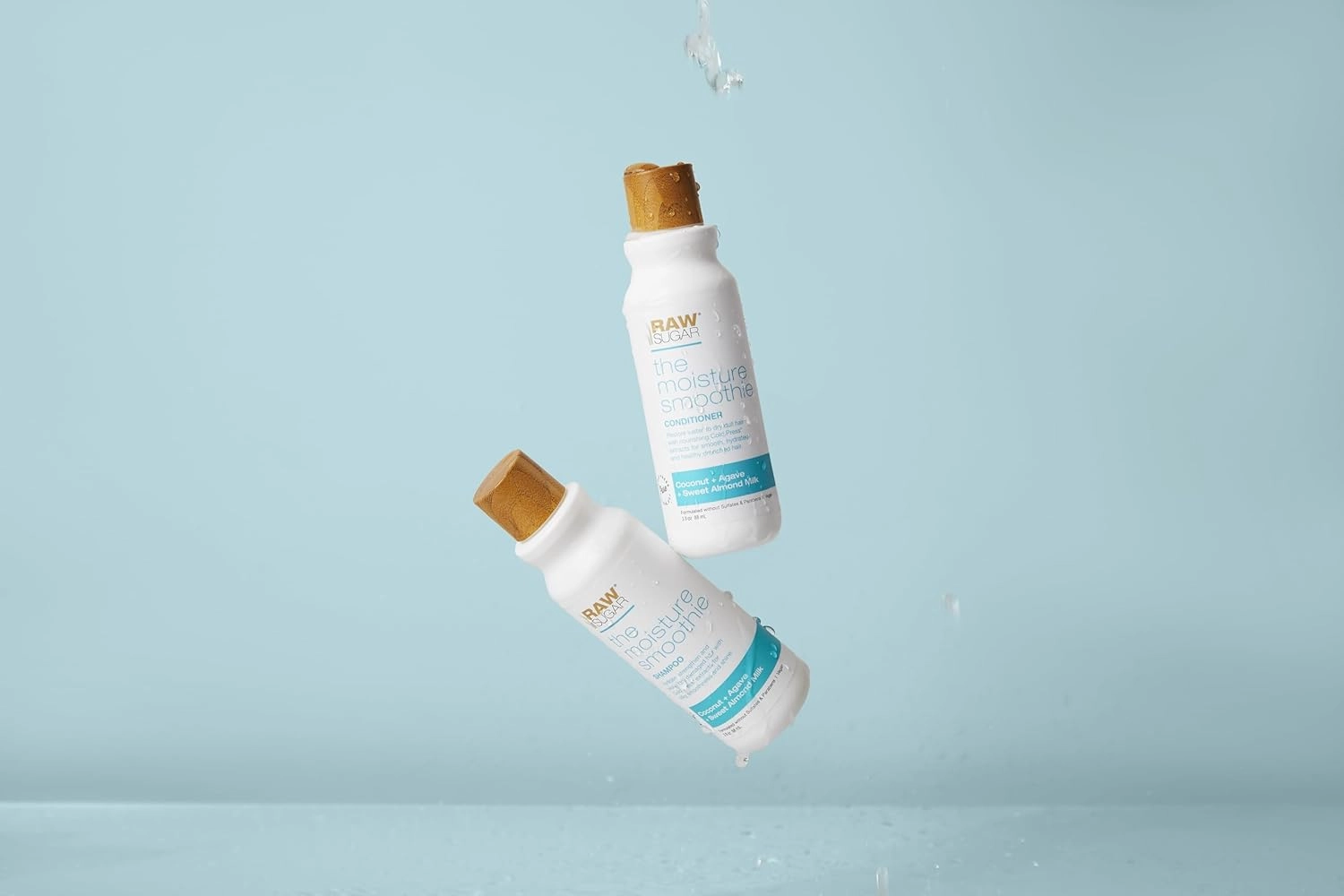 Raw Sugar The Moisture Smoothie Travel Bundle (Pack of 4) Travel Size Shampoo (3 oz) Conditioner (3 oz) Hair Mask (2.5 oz) & Shampoo (18 oz) Hydrates & Nourishes Dry Hair, Formulated Without Sulfates