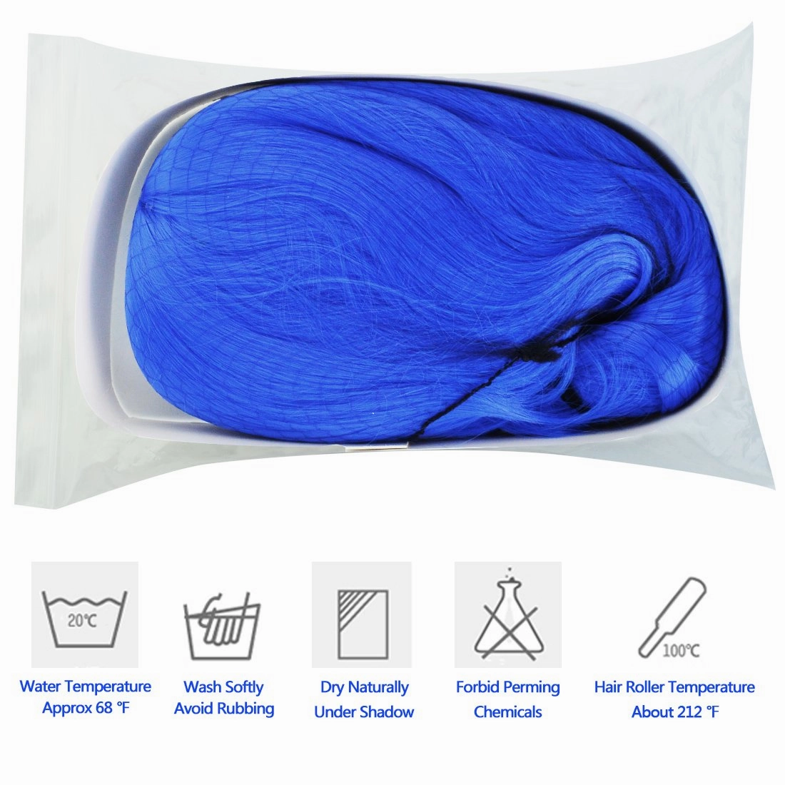 Rbenxia Curly Cosplay Wig Long Hair Heat Resistant Spiral Costume Wigs Anime Fashion Wavy Curly Cosplay Daily Party Blue 32" 80cm