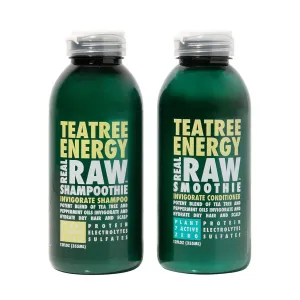 Real Raw Tea Tree Shampoo & Conditioner set - Cleanse, Hydrate   Invigorate - No Water 100% Pure Aloe Juice & Coconut Water - Sulfate & Paraben Free