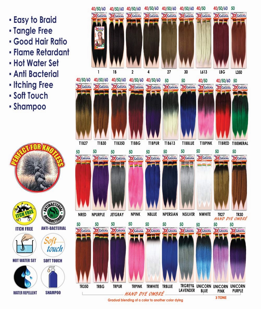 REALISTIC - Multi Pack Deals! Pre-stretched X-Pression 3X Ghana Braids unfolded 50" 100% Kanekalon Easy to Braid Itch Free (5-PACK, 27)