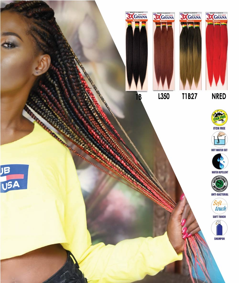 REALISTIC - Multi Pack Deals! Pre-stretched X-Pression 3X Ghana Braids unfolded 50" 100% Kanekalon Easy to Braid Itch Free (5-PACK, 27)