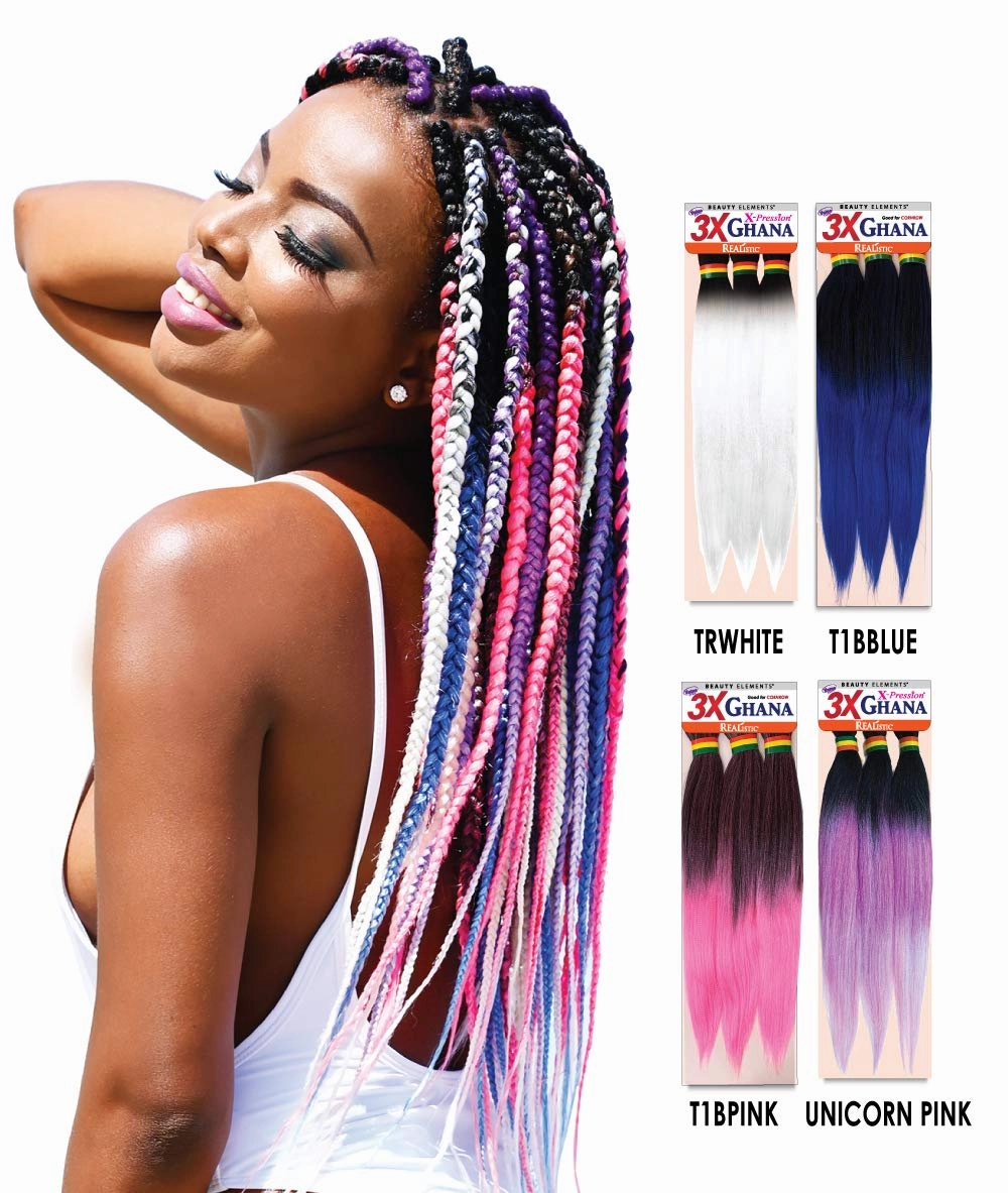 REALISTIC - Multi Pack Deals! Pre-stretched X-Pression 3X Ghana Braids unfolded 50" 100% Kanekalon Easy to Braid Itch Free (5-PACK, 27)