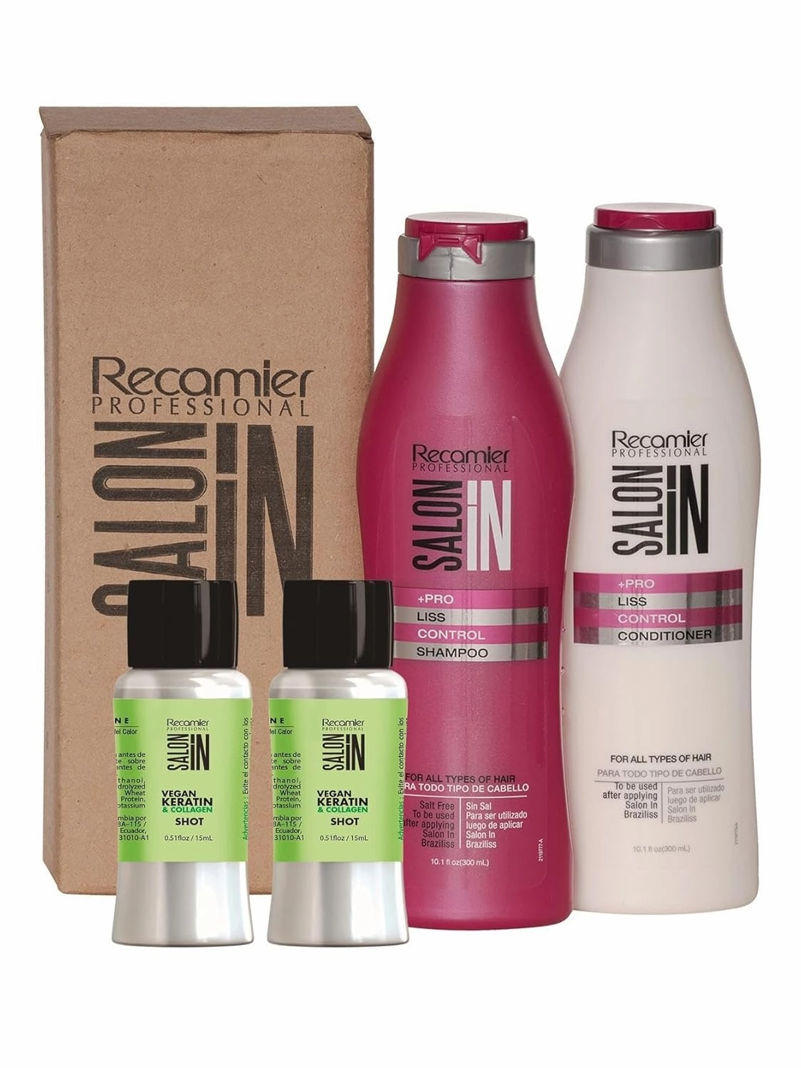 RECAMIER Anti Frizz Shampoo Conditioner Set Hair 10.1 OZ   2 Nano keratin Shots
