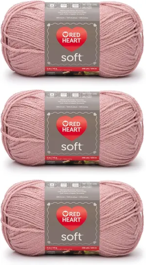 Red Heart Soft Rose Blush Yarn - 3 Pack of 141g/5oz - Acrylic - 4 Medium (Worsted) - 256 Yards - Knitting/Crochet