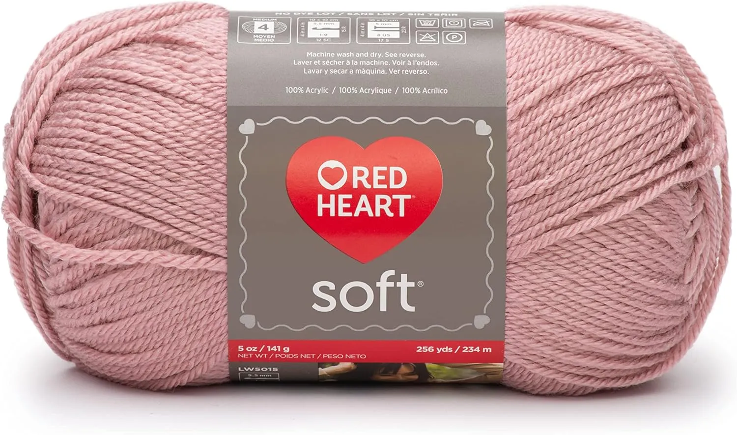 Red Heart Soft Rose Blush Yarn - 3 Pack of 141g/5oz - Acrylic - 4 Medium (Worsted) - 256 Yards - Knitting/Crochet
