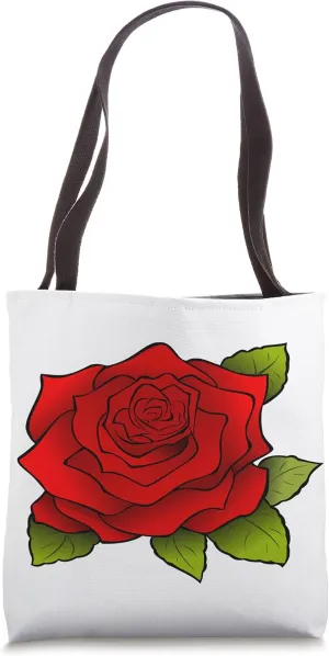 Red Rose Rises up with Green leaves to Blush Flower Power Tote Bag
