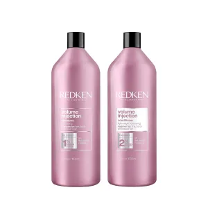 Redken Volume Injection Shampoo & Conditioner Set For Fine Hair - Adds Lift & Body, Volumizing & Detangling Without Weighing Down, Paraben Free