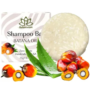 Relaxcation Batana Oil Solid Shampoo Bar for Hair Growth, Reduces Hair Loss, Hydrates Dry Hair, Improves Scalp Health, With Castor Oil, Jojoba, Argan & Aloe Vera, Handcrafted in USA, Travel-Friendly