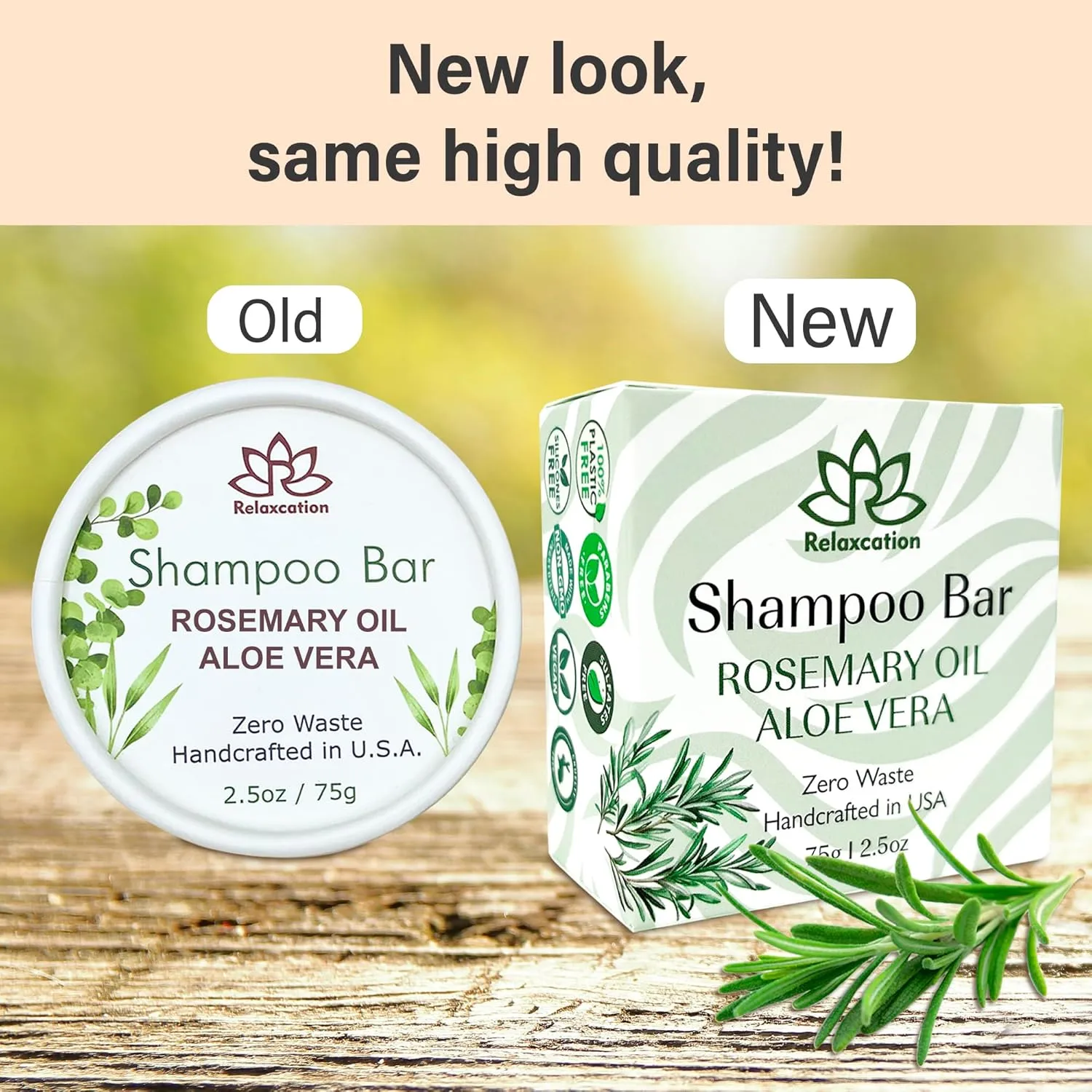 Relaxcation MADE IN USA Organic Rosemary and Aloe Vera Solid Shampoo Bar for Hair Growth, Refreshing and Hydrating | Herbal Shampoo with Rosemary, Peppermint, Castor Oil, Argan Oil, and Betaine