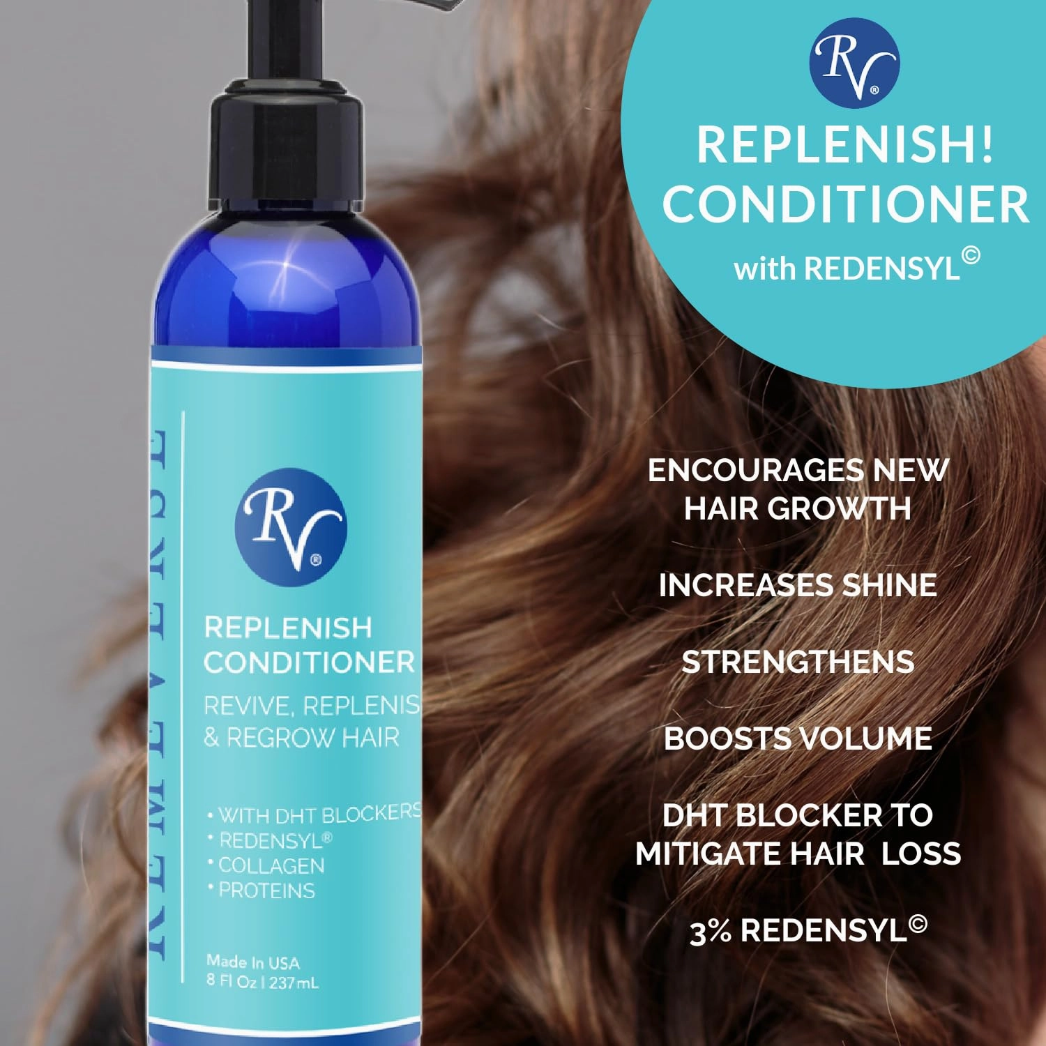 RemeVerse Replenishing Conditioner- Hydrates and Fortifies Follicle Strand with Redensyl, Infused with Biotin for Thinning Hair and Protein for Smooth Follicle Strand - Natural Scent Conditioner 237mL