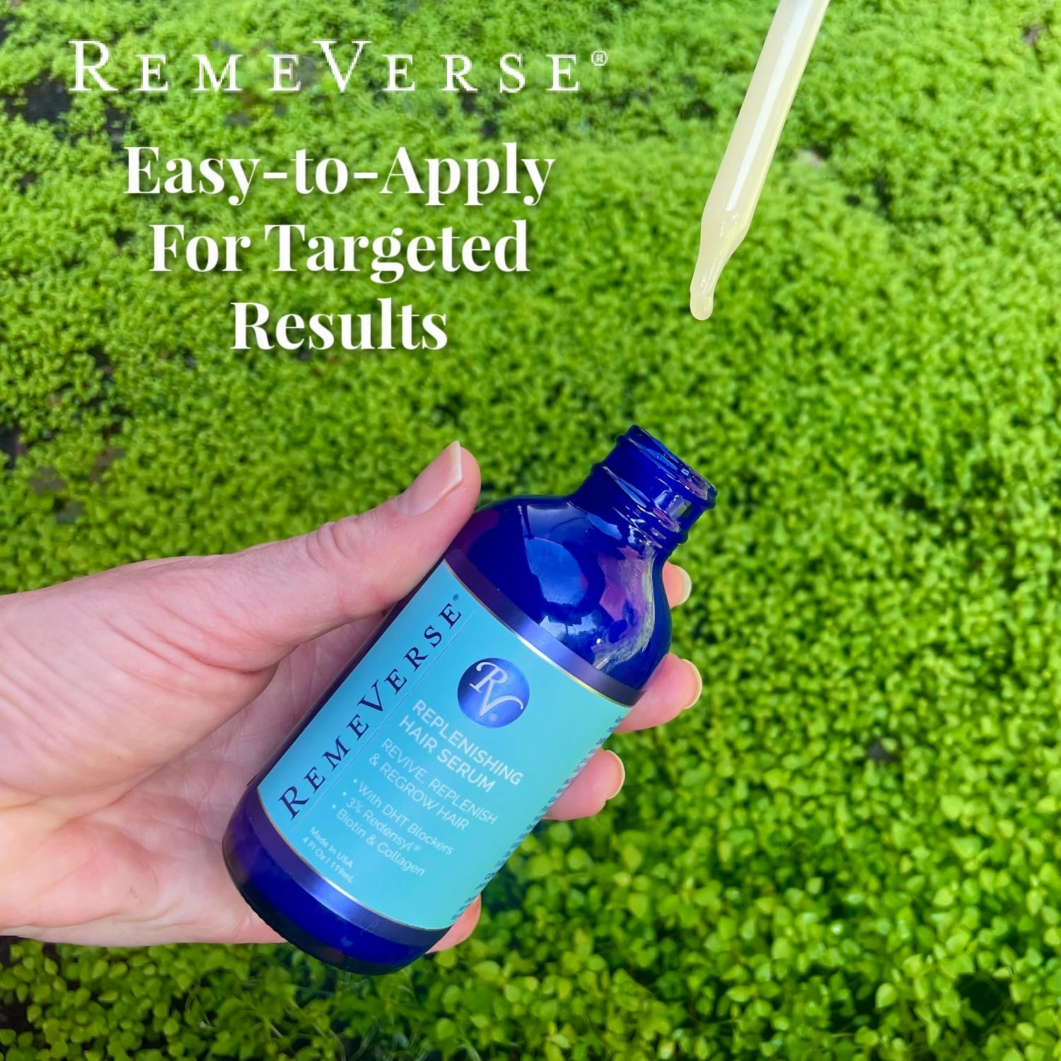 RemeVerse Replenishing Hair Serum - Nourish Scalp & Fortifies Follicle Strand with Redensyl, Infused with Biotin for Thinning Hair and Collagen for Dry Scalp, Densifying Unscented Hair Serum 119 mL